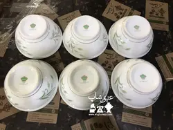 شش عدد کاسه آبگوشتخوری گل گندمی ژاپنی قدیمی مارک sbm مسعود_تهران قطر ۱۸ سانت فوق العاده کم یاب کاملا سالم و نو درجه یک همگی یک مارک