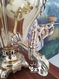 سماور گلابی قدیمی روسی دسته توری پرداخت شده قدمت بالای ۸۰ سال ارتفاع ۵۰ وزن ۷ کیلو شکم دار مهر زنده مدل کمیاب کاملا فابریک، بکر ودست نخورده