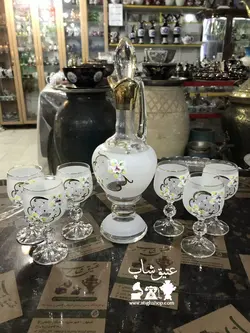 تنگ و جام چک قدیمی کاملا سالم و تمیز نقاشی کار دست ارتفاع تنگ ۳۵ سانت