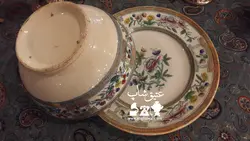 کاسه و بشقاب کشمیری روسی قدیمی باقدمت بالا