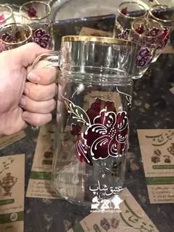 پارچ و لیوان فرانسه قدیمی فوق العاده زیبا کاملا سالم و نونو ارتفاع پارچ ۲۲ لیوان ۱۳