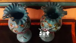 جفت گلدان اپالین فرانسوی قدیمی(حدودا ۱۵۰ سال) تماما نقاشی دست و بسیار زیبا سنگین و سایز بزرگ (ارتفاع حدود ۳۵ سانت)