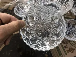 هفت پارچه آجیل‌ خوری فرانسوی قدیمی فوق العاده زیبا کاملا سالم و نو قطر کاسه ۲۳ پیاله ۱۱