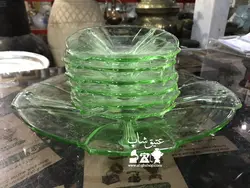 ۷ پارچه شیرینی خوری بیدی چک اصل قدیمی فوق العاده زیبا و کم یاب کاملا سالم و نو طول بشقاب ۳۱ عرض ۲۶ قطر پیش دستی ۱۴