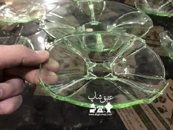 ۷ پارچه شیرینی خوری بیدی چک اصل قدیمی فوق العاده زیبا و کم یاب کاملا سالم و نو طول بشقاب ۳۱ عرض ۲۶ قطر پیش دستی ۱۴