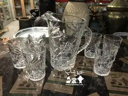 پارچ و لیوان ستاره آمریکایی قدیمی تمام ترشدار و سنگین کاملا سالم و نو ارتفاع پارچ ۲۲ لیوان ۱۲ سانت