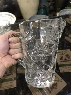 پارچ و لیوان ستاره آمریکایی قدیمی تمام ترشدار و سنگین کاملا سالم و نو ارتفاع پارچ ۲۲ لیوان ۱۲ سانت