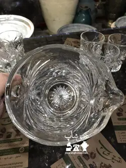 پارچ و لیوان ستاره آمریکایی قدیمی تمام ترشدار و سنگین کاملا سالم و نو ارتفاع پارچ ۲۲ لیوان ۱۲ سانت