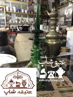 تنگ نیزه ای شاه عباسی قدیمی طلاکوب کاملا سالم و نو ارتفاع ۳۳