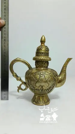 گلاب پاش برنزی نقش برجسته بسیار زیبا و تک ارتفاع ۲۱/۵سانت طول ۲۱ سانت