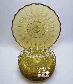 ۷ پارچه کیک خوری کریستال چک کاملا سالم و تمیز فوق العاده زیبا و قدیمی قطر ۲۵ و ۱۶