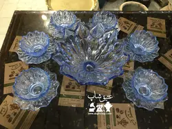 ست آجیل خوری کریستال اصل چک قدیمی فوق العاده زیبا و کم یاب کاملا سالم قطر کاسه بزرگ ۲۴ و ارتفاع ۱۸ قطرپیاله ۱۳ پیش دستی ۱۸ سانت