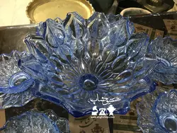 ست آجیل خوری کریستال اصل چک قدیمی فوق العاده زیبا و کم یاب کاملا سالم قطر کاسه بزرگ ۲۴ و ارتفاع ۱۸ قطرپیاله ۱۳ پیش دستی ۱۸ سانت