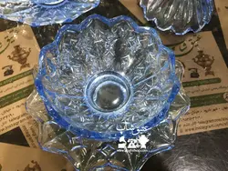 ست آجیل خوری کریستال اصل چک قدیمی فوق العاده زیبا و کم یاب کاملا سالم قطر کاسه بزرگ ۲۴ و ارتفاع ۱۸ قطرپیاله ۱۳ پیش دستی ۱۸ سانت