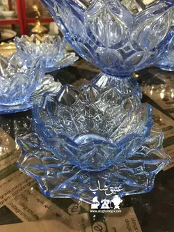 ست آجیل خوری کریستال اصل چک قدیمی فوق العاده زیبا و کم یاب کاملا سالم قطر کاسه بزرگ ۲۴ و ارتفاع ۱۸ قطرپیاله ۱۳ پیش دستی ۱۸ سانت