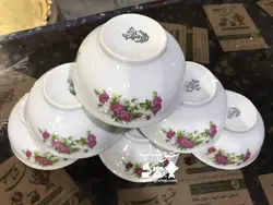 پیاله ماست خوری گلسرخی ژاپنی قدیمی مارک ارکیده بیرون پرگل و داخل گل دار کم یاب فوق العاده زیبا