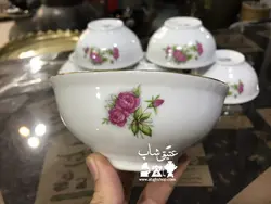 پیاله ماست خوری گلسرخی ژاپنی قدیمی مارک ارکیده بیرون پرگل و داخل گل دار کم یاب فوق العاده زیبا