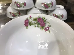 پیاله ماست خوری گلسرخی ژاپنی قدیمی مارک ارکیده بیرون پرگل و داخل گل دار کم یاب فوق العاده زیبا