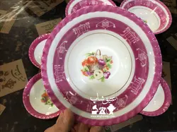 سالاد خوری بزرگ و سالاد خوری کوچک میوه ای قدیمی ساخت ژاپن مارک یاماتسو کمیاب کاملا سالم و نو قطر کاسه ۱۸ و پیاله ۱۳
