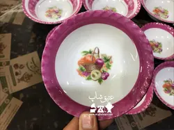 سالاد خوری بزرگ و سالاد خوری کوچک میوه ای قدیمی ساخت ژاپن مارک یاماتسو کمیاب کاملا سالم و نو قطر کاسه ۱۸ و پیاله ۱۳