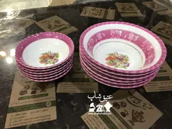 سالاد خوری بزرگ و سالاد خوری کوچک میوه ای قدیمی ساخت ژاپن مارک یاماتسو کمیاب کاملا سالم و نو قطر کاسه ۱۸ و پیاله ۱۳
