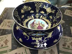 زیر و‌ رو ( قاب و قدح ) لیلی و مجنون قدیمی ساخت چین فوق العاده زیبا پرکار و کم یاب کاملا سالم و نو قطرکاسه ۲۵ بشقاب ۳۱