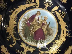 زیر و‌ رو ( قاب و قدح ) لیلی و مجنون قدیمی ساخت چین فوق العاده زیبا پرکار و کم یاب کاملا سالم و نو قطرکاسه ۲۵ بشقاب ۳۱