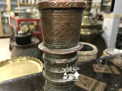 تنگ مسی قاجاری تمام دور تا دور قلم کهنه و زنده ارتفاع ۳۳،کاملا سالم و فوق العاده زیبا ،موزه ای و کلکسیونی