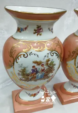 جفت گلدان چینی کتابی فرانسوی قدیمی، فوق العاده زیبا و کمیاب