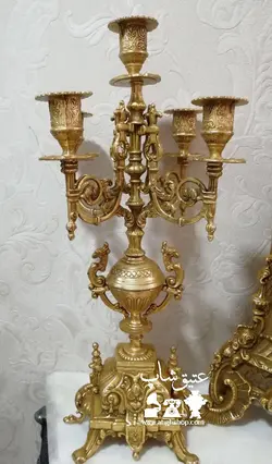 ساعت و شمعدان برنز ایتالیایی قدیمی