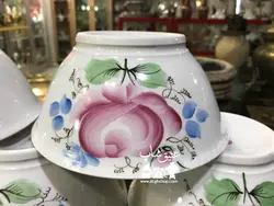 پنج عدد کاسه آبگوشت خوری گل سیبی روس اصل قدیمی، مارک داس و چکش