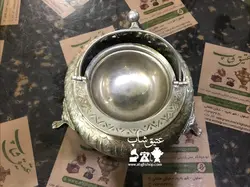 خاویار خوری برنجی‌ قدیمی ،تمام نقش هخامنشی و برجسته، سنگین و سایز بزرگ