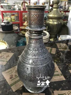 تنگ مسی قدمتدار صفوی، دور تا دور تمام قلم کهنه و زنده، کلکسیونی و موزه ای