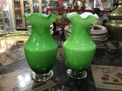 یک جفت گلدان بغدادی سبز کوچک قدیمی