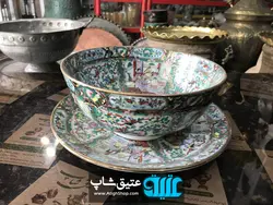 قاب و قدح بهشتی مرغی قدیمی مارک نواب ، بسیار پر کار و کم یاب