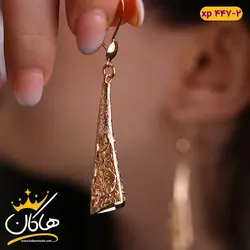 خرید و قیمت گوشواره آویز لوله ای مثلثی طرح گل | هاکان مد
