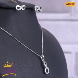 خرید و قیمت نیم ست نقره بی نهایت نگین دار |فروشگاه هاکان مد