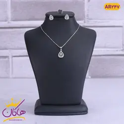 خرید و قیمت نیم ست نقره اشک نگین دار |فروشگاه هاکان مد