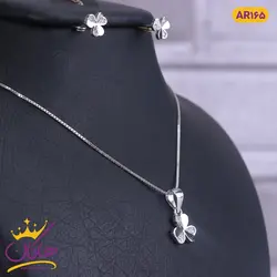 خرید و قیمت نیم ست نقره گل سه برگ | فروشگاه هاکان مد