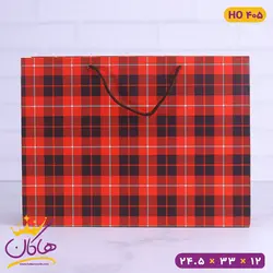 خرید ساک دستی چهارخونه قرمز کاغذ گلاسه | فروشگاه هاکان مد