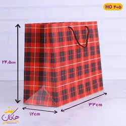 خرید ساک دستی چهارخونه قرمز کاغذ گلاسه | فروشگاه هاکان مد