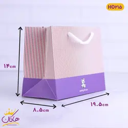 خرید ساک دستی راه راه صورتی کاغذ گلاسه | فروشگاه هاکان مد