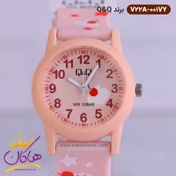خرید و قیمت ساعت کیو اند کیو صورتی طرح کاپ کیک V22A-001VY |هاکان مد