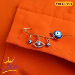 سنجاق سینه استیل چشم زخم طلایی | 511/16 ysx