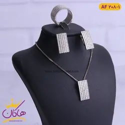 سرویس نقره زنانه مستطیل تمام نگین