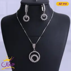 نیم ست نقره زنانه نگین دار طرح خورشید