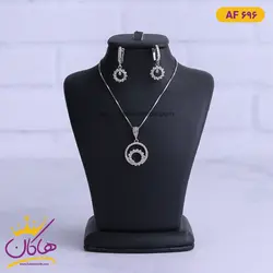 نیم ست نقره زنانه نگین دار طرح خورشید