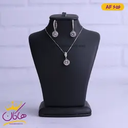 نیم ست نقره زنانه مدل تک نگین گرد