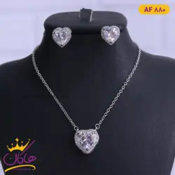 نیم ست نقره زنانه مدل تک نگین قلب