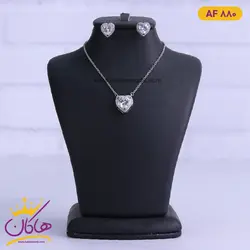 نیم ست نقره زنانه مدل تک نگین قلب